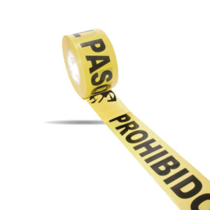 CINTA DELIMITADORA CON LEYENDA (PROHIBIDO EL PASO)